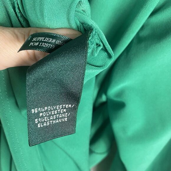 Vintage Lauren Ralph Lauren Womens Dress Size 12 Kelly Green Faux Wrap Stretch - Picture 7 of 10